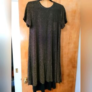 Lularoe Carly Elegant Metallic gold thread on black Medium